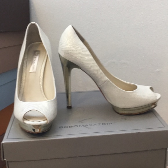 White platform peep toe with mirror heels - Picture 2 of 8